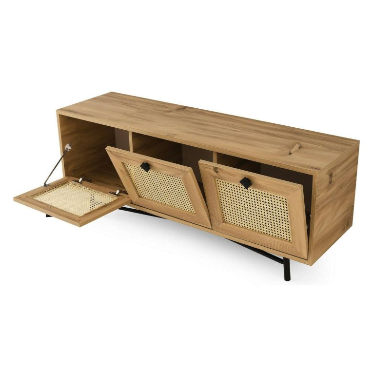 Porta TV quercia e nero 140x40x60h cm 3 ante - Assemini