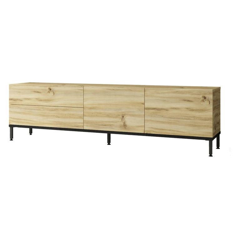 Porta TV quercia e nero 170x35x46h cm 2 ante e 1 cassetto - Ballao
