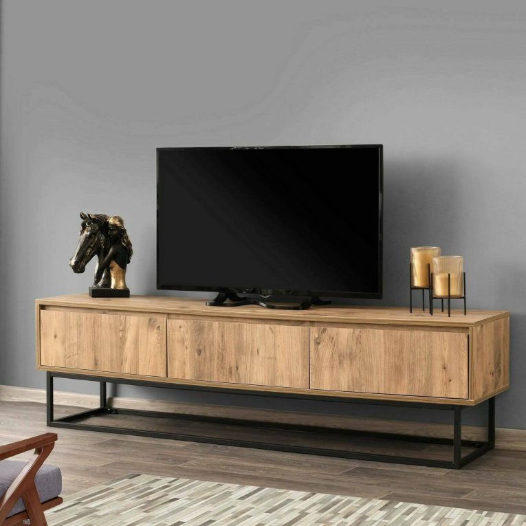 Porta TV quercia e nero 180x40x50h cm in legno - Ignazia