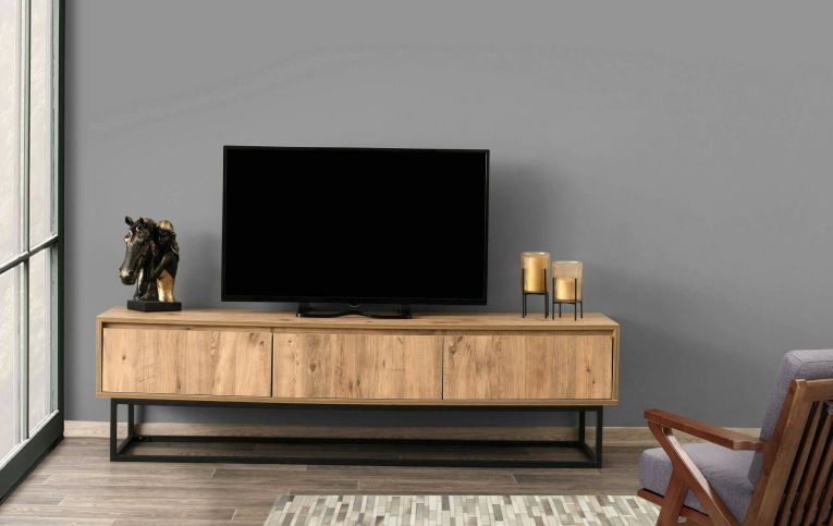 Porta TV quercia e nero 180x40x50h cm in legno - Ignazia