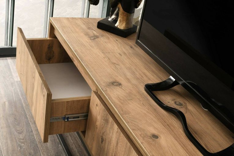 Porta TV quercia e nero 180x40x50h cm in legno - Ignazia
