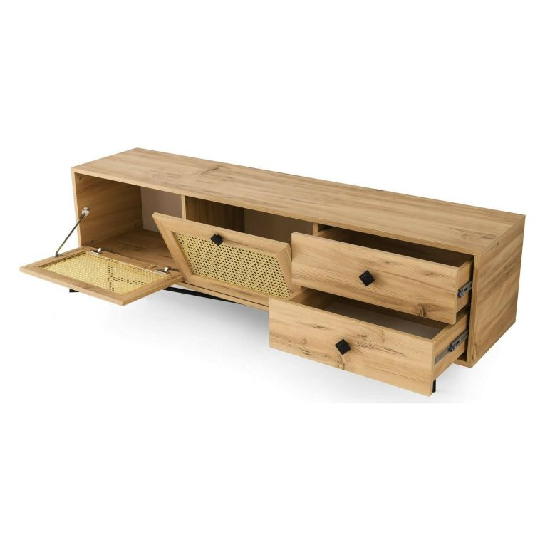 Porta TV quercia e nero 180x40x60h cm 2 ante e 2 cassetti - Apollinare