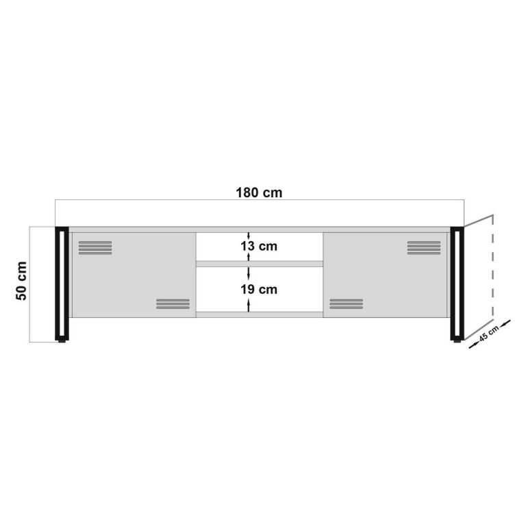 Porta TV quercia e nero 180x45x50h cm 2 ante - Cyprien