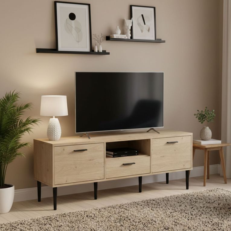 Porta TV rovere 147x39x56h cm 2 ante e 1 cassetto - elie