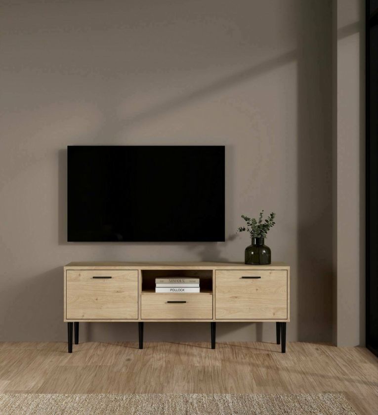 Porta TV rovere 147x39x56h cm 2 ante e 1 cassetto - elie