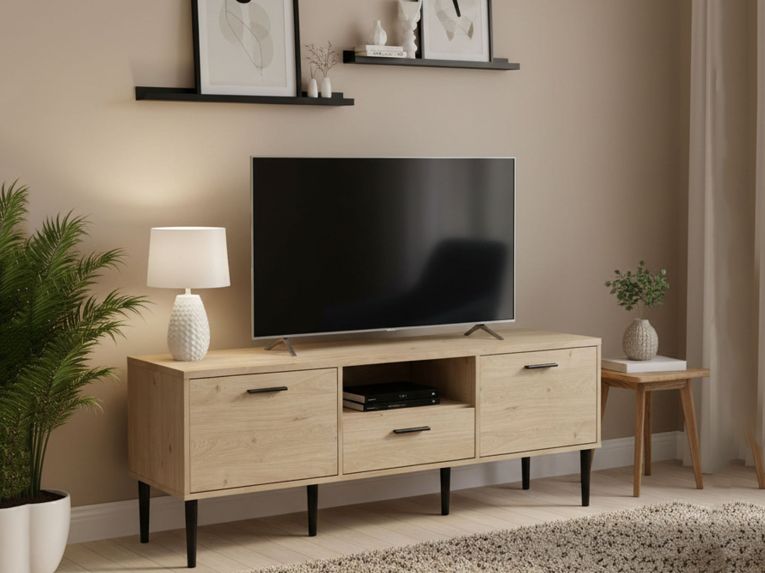 Porta TV rovere 147x39x56h cm 2 ante e 1 cassetto - elie
