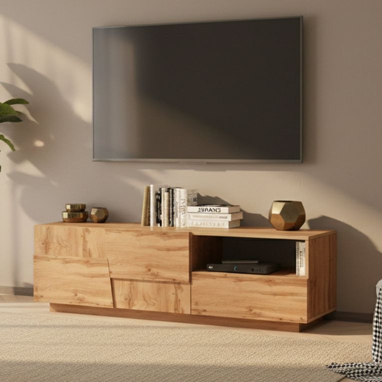 Porta TV rovere 150x44x46h cm 2 ante e 1 cassetto - Cecia