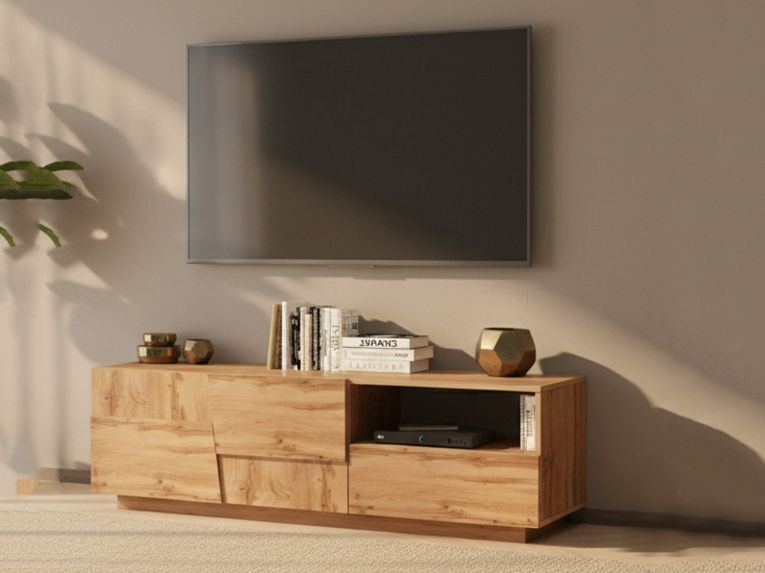 Porta TV rovere 150x44x46h cm 2 ante e 1 cassetto - Cecia