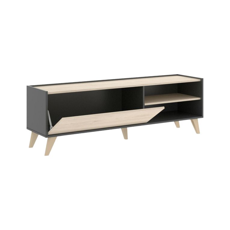 Porta TV rovere e antracite 155x43x47h cm modulabile - Allesia