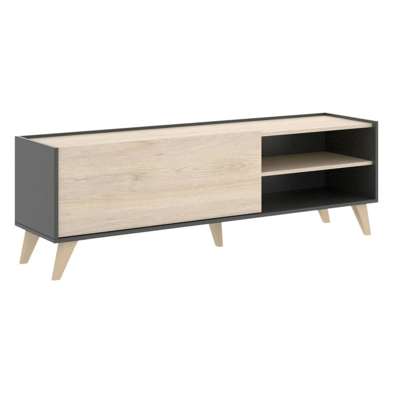 Porta TV rovere e antracite 155x43x47h cm modulabile - Allesia