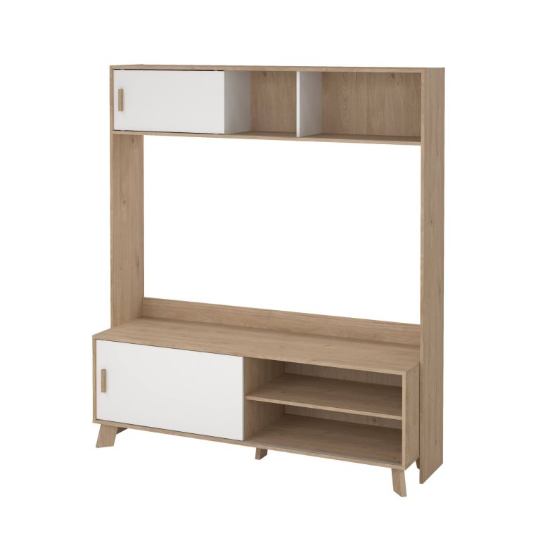 Porta TV rovere e bianco 158x48x180h cm 2 ante - Nicosia