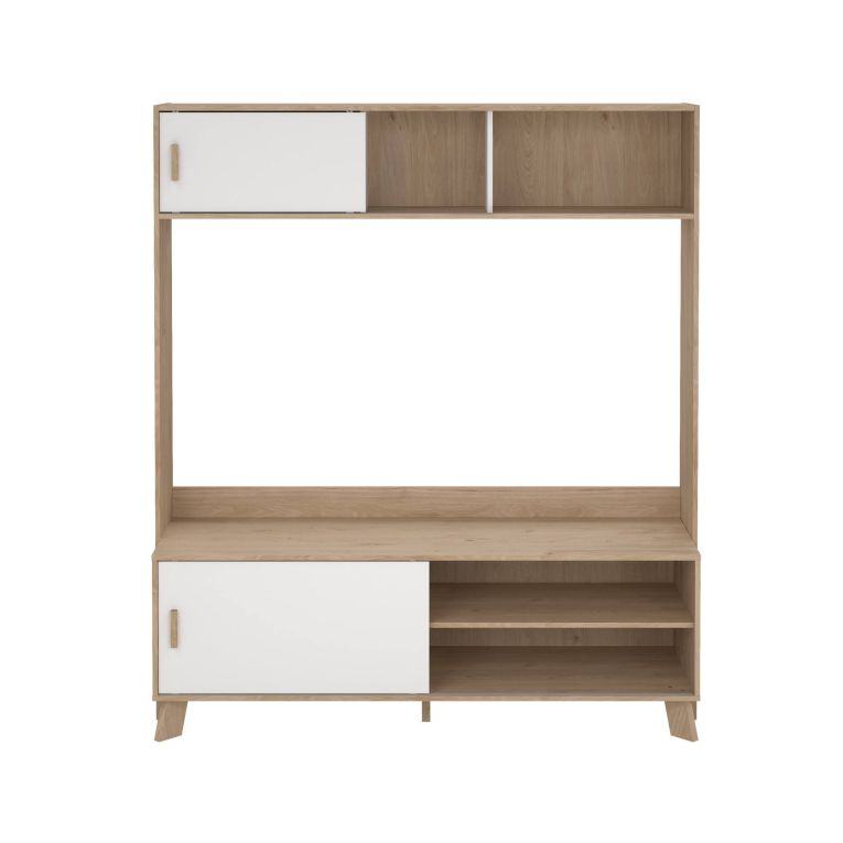 Porta TV rovere e bianco 158x48x180h cm 2 ante - Nicosia