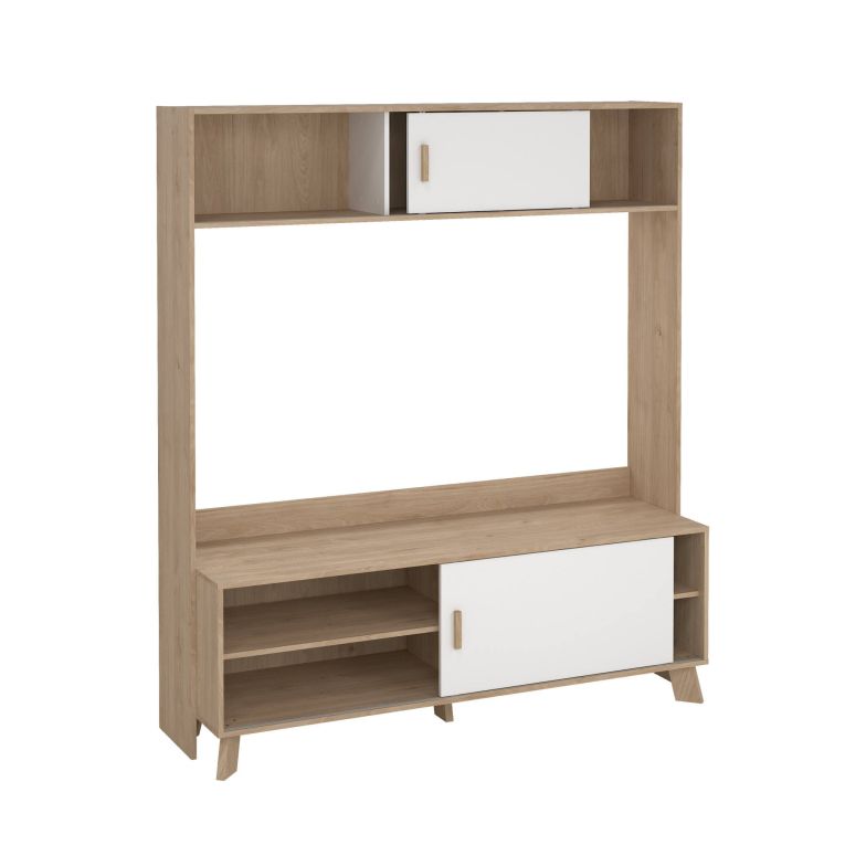 Porta TV rovere e bianco 158x48x180h cm 2 ante - Nicosia