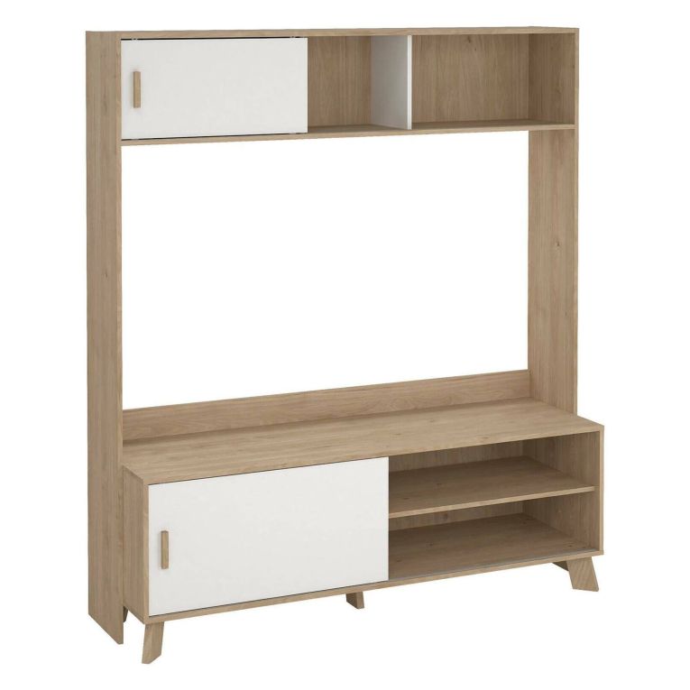 Porta TV rovere e bianco 158x48x180h cm 2 ante - Nicosia