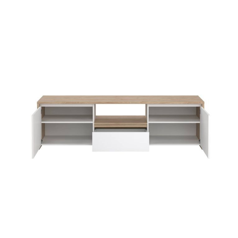 Porta TV rovere e bianco lucido 178x48x51h cm 2 ante e 1 cassetto - Ambivere