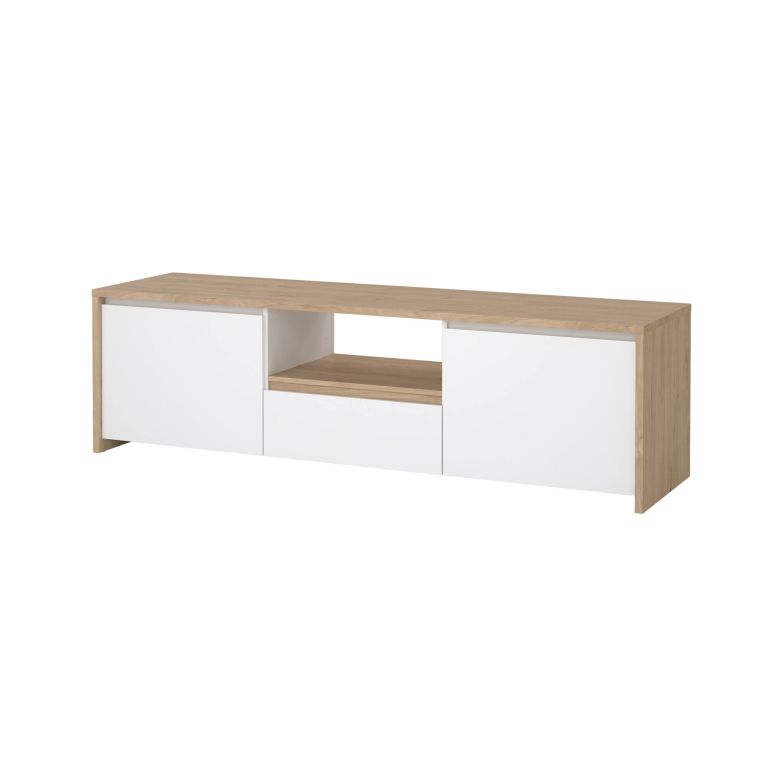 Porta TV rovere e bianco lucido 178x48x51h cm 2 ante e 1 cassetto - Ambivere