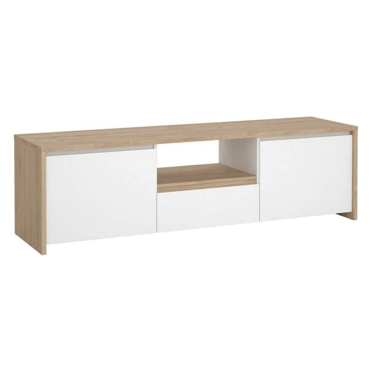 Porta TV rovere e bianco lucido 178x48x51h cm 2 ante e 1 cassetto - Ambivere