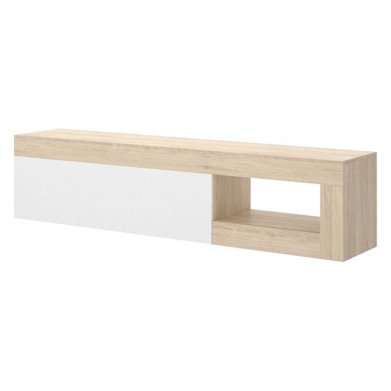 Porta TV rovere e bianco lucido 204x42x48h cm modulabile - Animeli