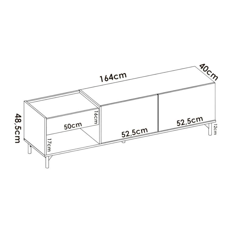 Porta TV rovere nodi e antracite 164x39x48h cm modulabile - Aras