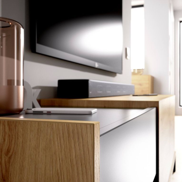 Porta TV rovere nodi e antracite 164x39x48h cm modulabile - Aras