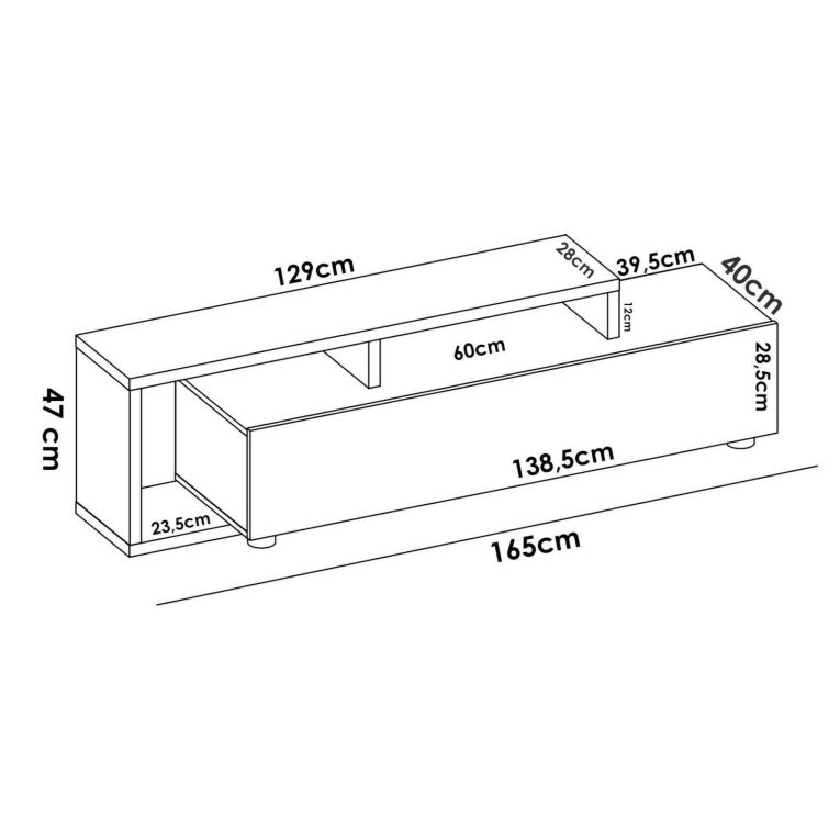 Porta TV rovere nodi e antracite 165x40x46h cm modulabile - Argon