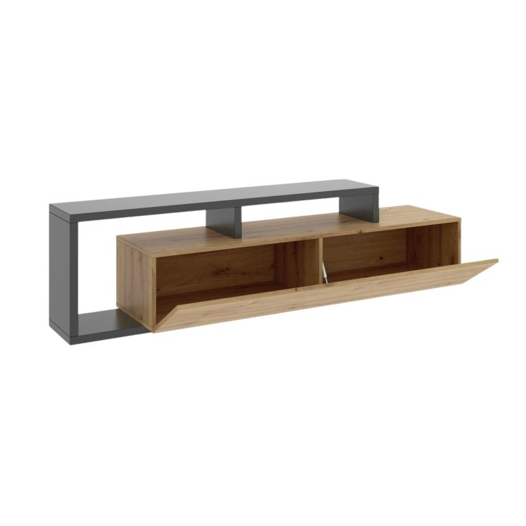 Porta TV rovere nodi e antracite 165x40x46h cm modulabile - Argon