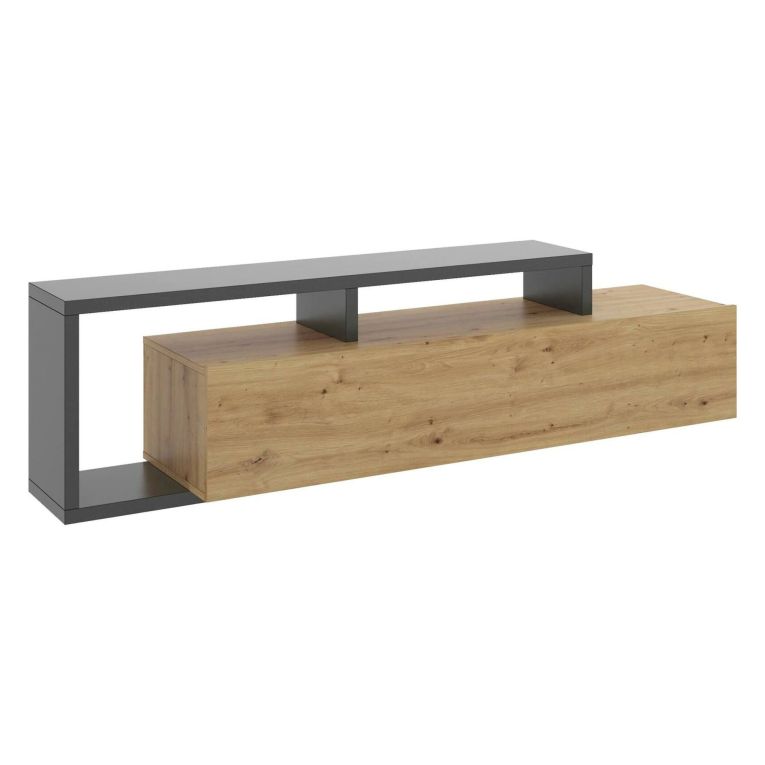 Porta TV rovere nodi e antracite 165x40x46h cm modulabile - Argon