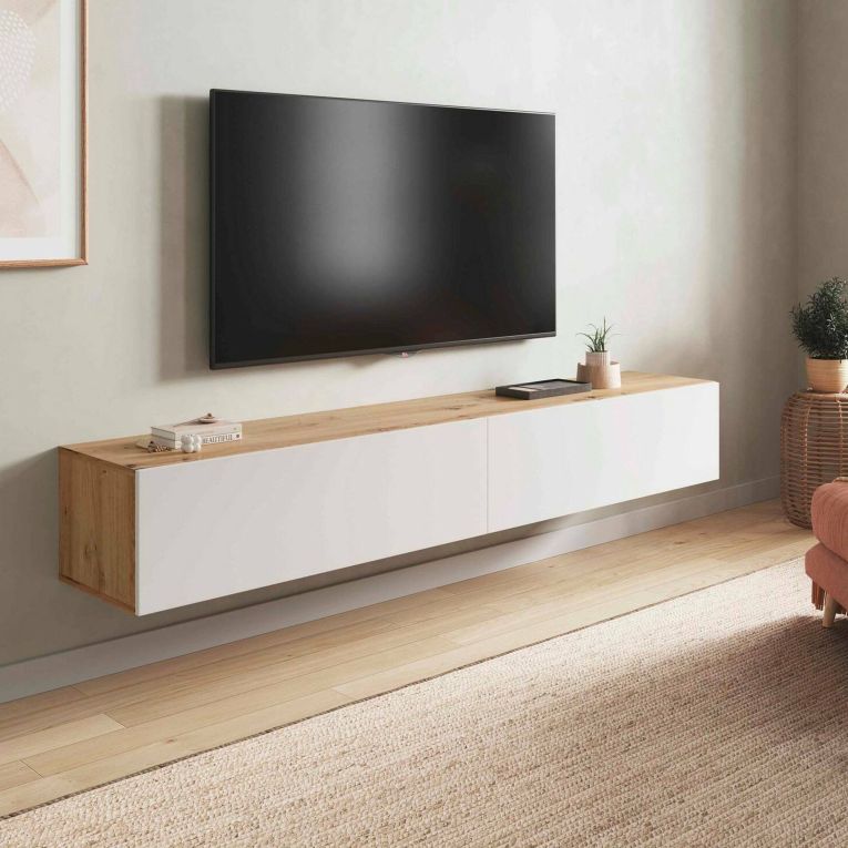 Porta TV rovere nodi e bianco 180x34x28h cm 2 ante - Senectus