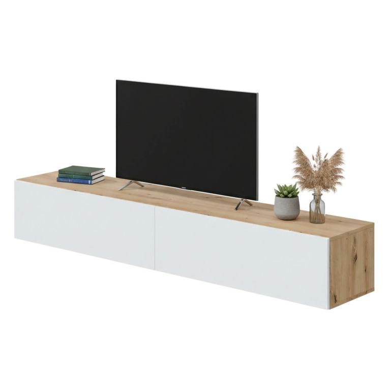 Porta TV rovere nodi e bianco 180x34x28h cm 2 ante - Senectus
