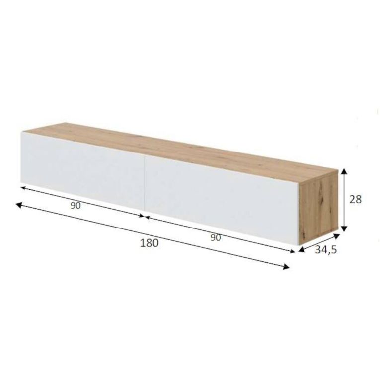 Porta TV rovere nodi e bianco 180x34x28h cm 2 ante - Senectus