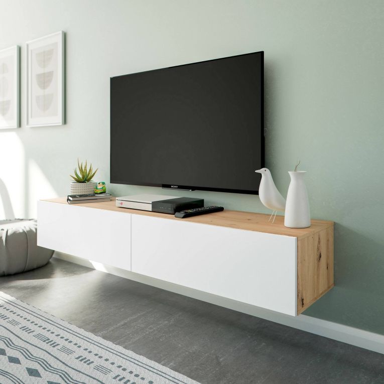 Porta TV rovere nodi e bianco 180x34x28h cm 2 ante - Senectus