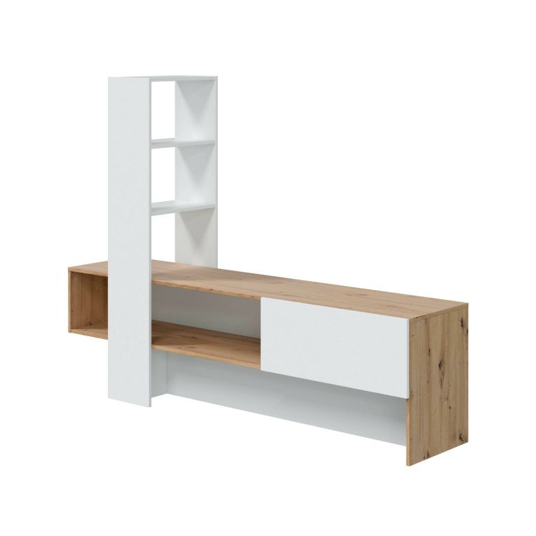 Porta TV rovere nodi e bianco lucido 178x43x136h cm in legno - Isa
