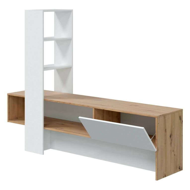 Porta TV rovere nodi e bianco lucido 178x43x136h cm in legno - Isa