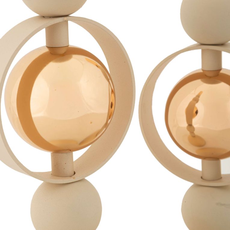 Portacandela Bianco Crema oro set da 2 Colore Struttura oro, Sfumatura Colore Struttura Crema - Fari