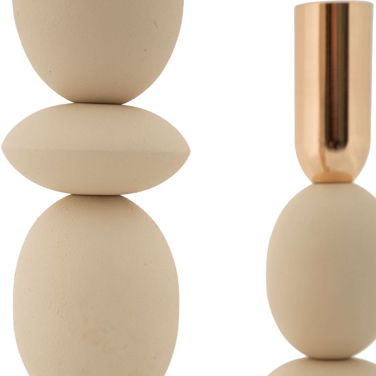Portacandela Bianco Crema oro set da 2 Colore Struttura oro, Sfumatura Colore Struttura Crema - Tiksi