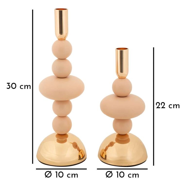 Portacandela Rosa oro set da 2 Colore Struttura oro, - Aldan