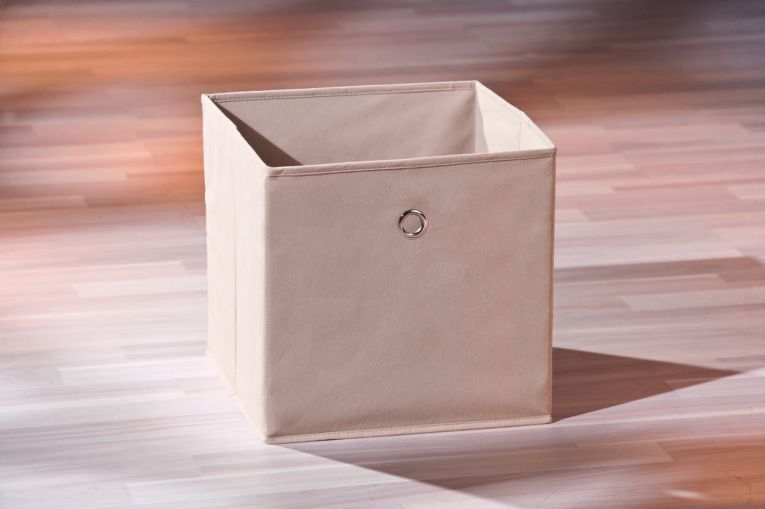 Portaoggetti pieghevole in polipropilene, color beige, cm 32x32x31