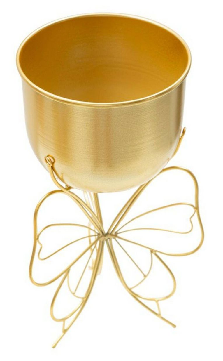 Portavasi Gollans, Complemento d'arredo, Articolo decorativo, Accessorio d'arredo, Oro, 22x22 h40 cm