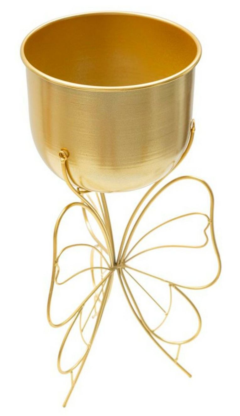 Portavasi Gollans, Complemento d'arredo, Articolo decorativo, Accessorio d'arredo, Oro, 22x22 h45 cm