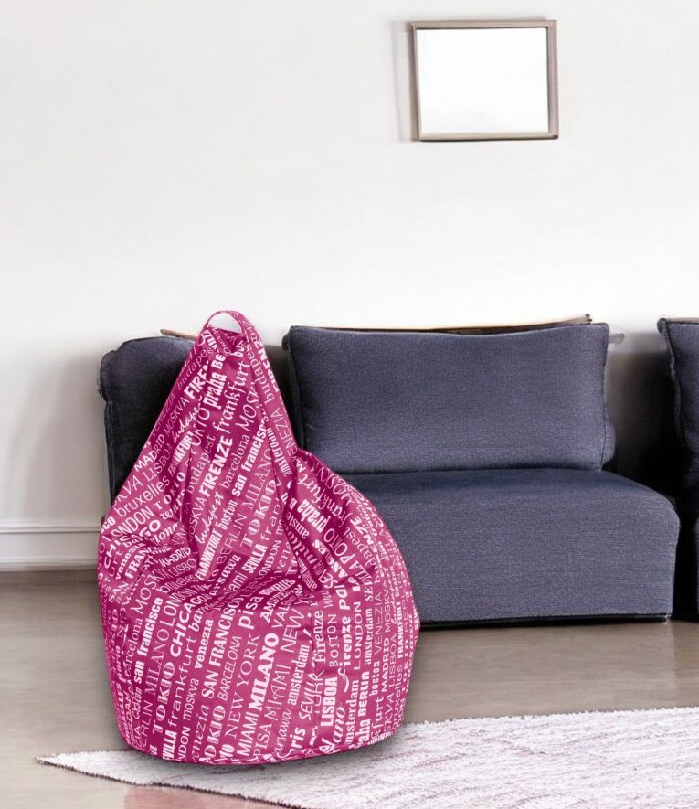 Pouf Aariel, Poltrona multiuso, Poltroncina sacco, Pouf poggiapiedi, Made in Italy, 80x80 h120 cm, Rosa e Bianco
