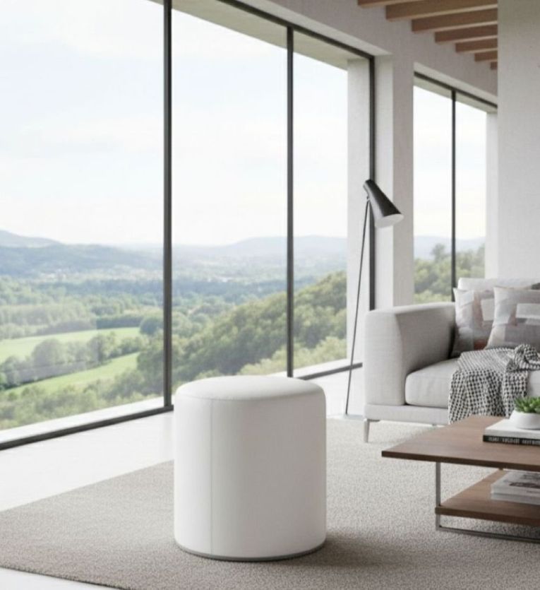 Pouf Abate, Poltrona multiuso, Poltroncina sacco, Pouf poggiapiedi, Made in Italy, 40x40 h42 cm, Bianco