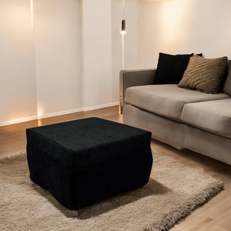 Pouf Abbis, Poltrona multiuso, Poltroncina sacco, Pouf letto, Made in Italy, 78x78 h45 cm, Nero