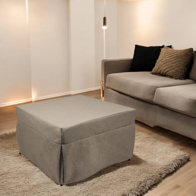 Pouf Abbis, Poltrona multiuso, Poltroncina sacco, Pouf letto, Made in Italy, 78x78 h45 cm, Tortora