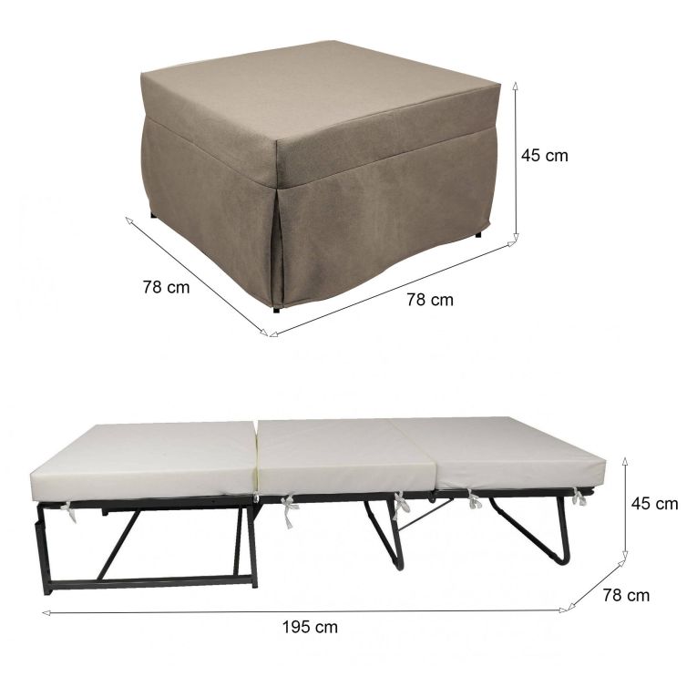 Pouf Abbis, Poltrona multiuso, Poltroncina sacco, Pouf letto, Made in Italy, 78x78 h45 cm, Tortora