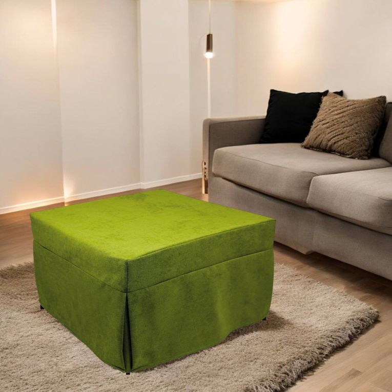 Pouf Abbis, Poltrona multiuso, Poltroncina sacco, Pouf letto, Made in Italy, 78x78 h45 cm, Verde