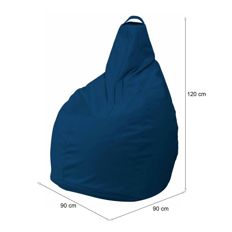 Pouf Abdog, Poltrona multiuso, Poltroncina sacco, Pouf poggiapiedi, Made in Italy, 90x90 h120 cm, Blu