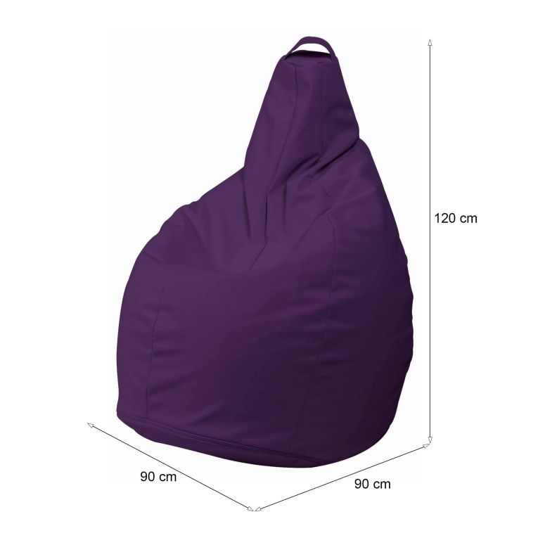 Pouf Abdog, Poltrona multiuso, Poltroncina sacco, Pouf poggiapiedi, Made in Italy, 90x90 h120 cm, Viola