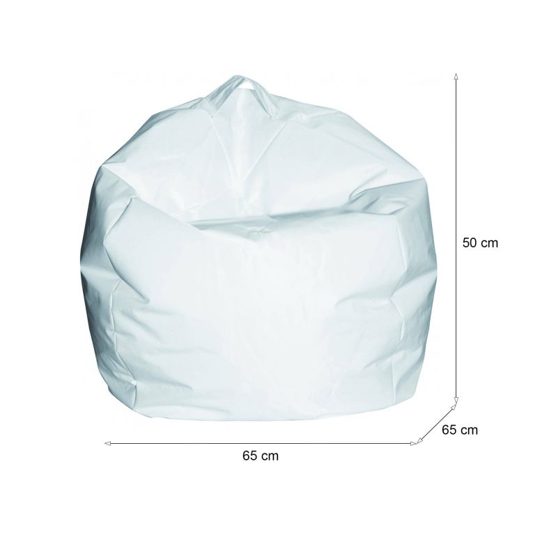 Pouf Abe, Poltrona multiuso, Poltroncina sacco, Pouf poggiapiedi, Made in Italy, 65x65 h50 cm, Bianco