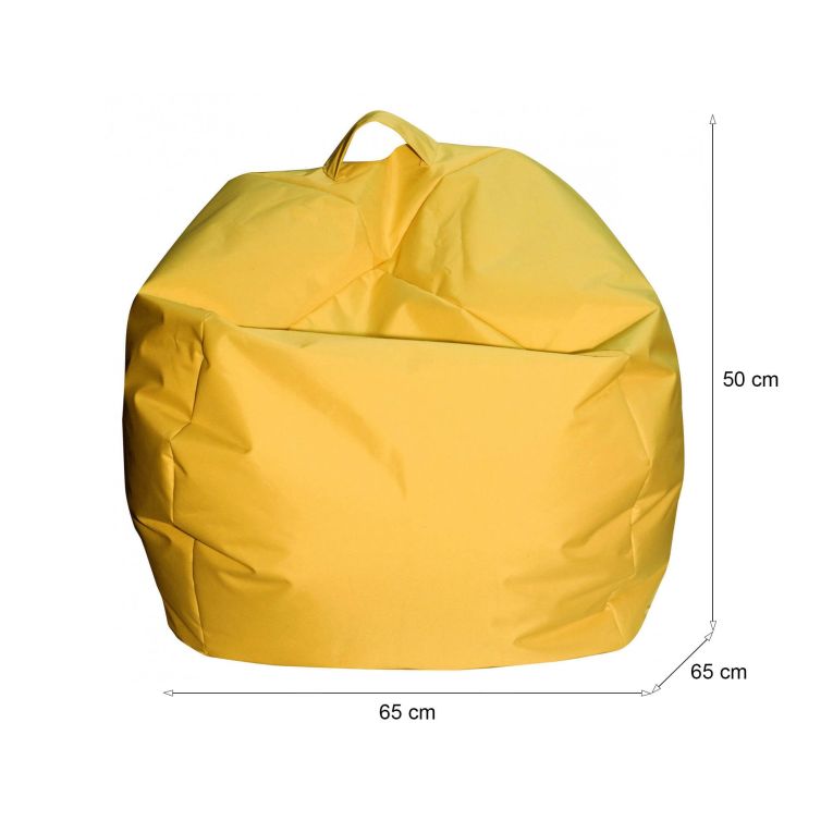 Pouf Abe, Poltrona multiuso, Poltroncina sacco, Pouf poggiapiedi, Made in Italy, 65x65 h50 cm, Giallo