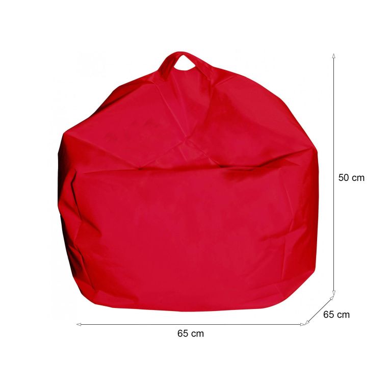 Pouf Abe, Poltrona multiuso, Poltroncina sacco, Pouf poggiapiedi, Made in Italy, 65x65 h50 cm, Rosso